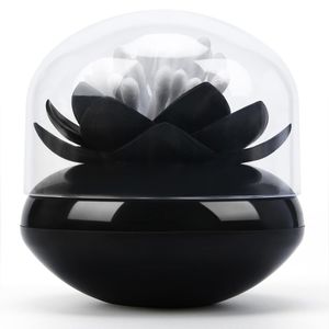 BLACK LOTUS Flower Shape Toothpick Cotton Bud Swab Qtip Holder Storage Box NEW